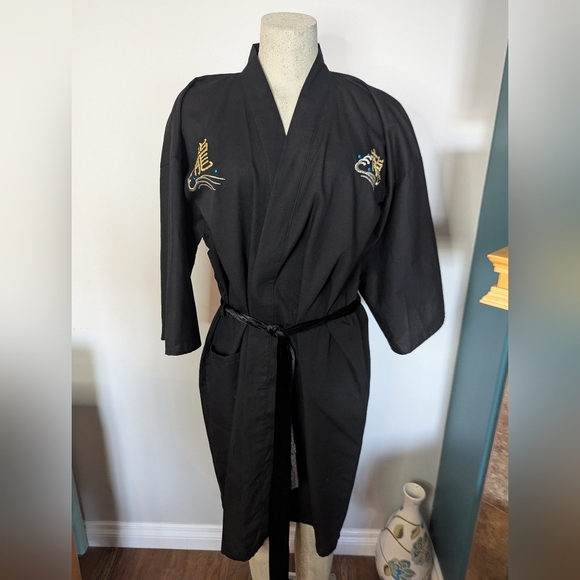 Vintage ICHIBAN Made In Japan Kimono With Gold Threaded Embroidery dragon Sz 42 - Picture 4 of 12